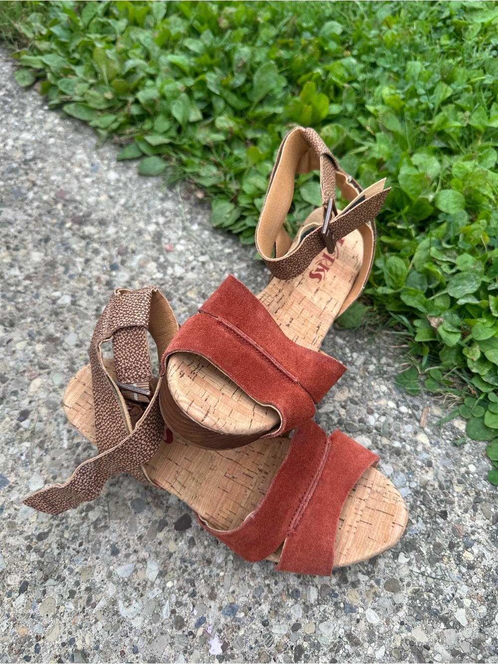 Women's Rust Suede Cork Wedge Sandals brand Korks